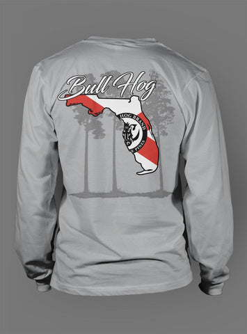 Long Sleeve - Silver with Florida Pine Graphic